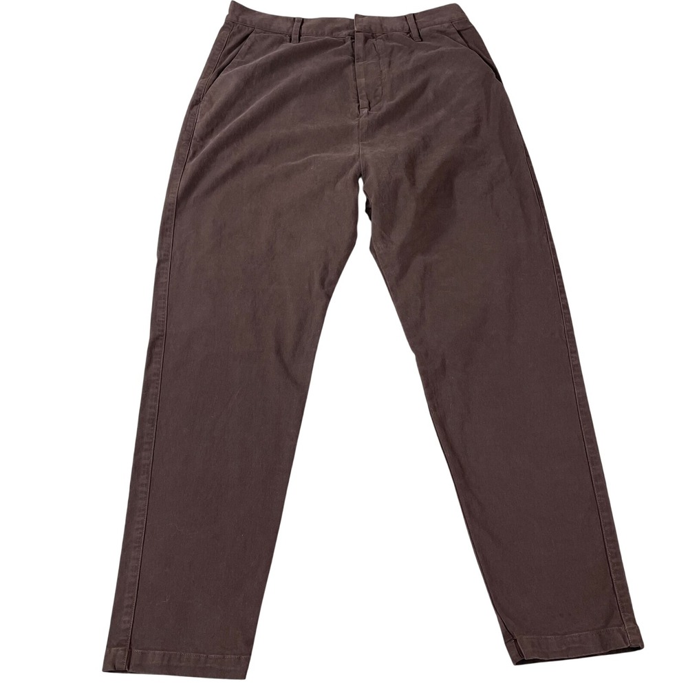 Nili Lotan Shon‎ Pants Brown Cotton Blend Straight Leg Trousers Size 29 Made USA